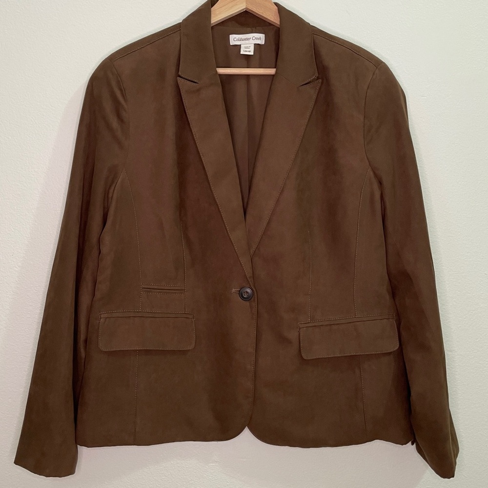 Coldwater Creek Faux Suede Blazer - Milk Chocolate Brown